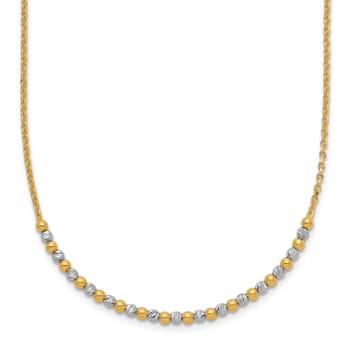 14K Two-tone Diamond-cut Beaded 18-inch Necklace