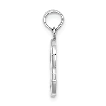 Rhodium Over 14k White Gold Polished Script Letter R Initial Pendant