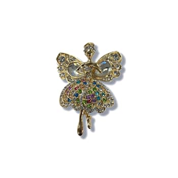 Gold Tone Fairy Princess Multi Crystal Key Chain