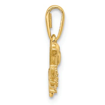 14k Yellow Gold Bird on a Branch with Cubic Zirconia Pendant