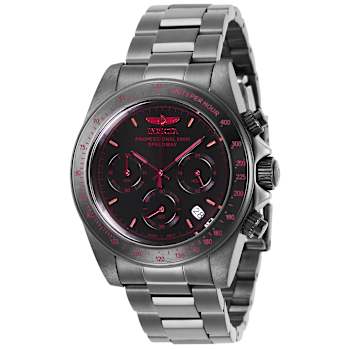 Invicta Speedway 39.5mm Black Dial Stainless Steel Band Quartz Watch