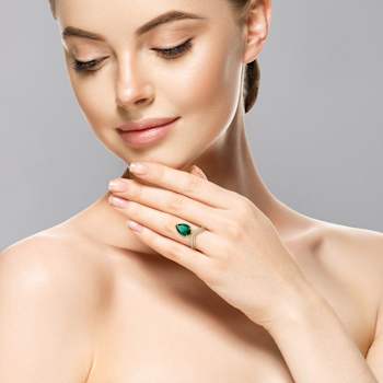 Rachel Zoe Pear CZ Wavy Cocktail Ring in 14K Gold Over Sterling Silver