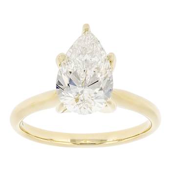 Lab-Grown Diamond Pear Shape Solitaire Ring In 14K Gold 2.00ct