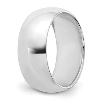 Rhodium Over Sterling Silver 8mm Half-Round Band
