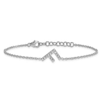 Rhodium Over 14k White Gold Diamond Sideways Letter F Bracelet