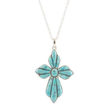 Barse Jewelry Blue Composite Turquoise Sterling Silver Cross Pendant
With Chain