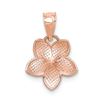 14k Rose Gold Polished and Textured Mini Plumeria Pendant
