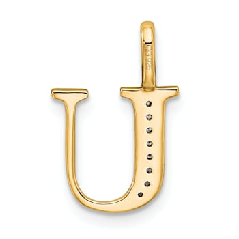 14K Yellow Gold Diamond Letter U Initial Pendant