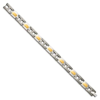 Titanium Brushed and Polished Yellow IP-Plated Bracelet