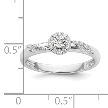 Rhodium Over 14K White Gold Diamond Trio Engagement Ring 0.12ctw