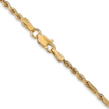 14k Yellow Gold 2.25mm Solid Diamond-cut Milano Rope 24 Inch Chain