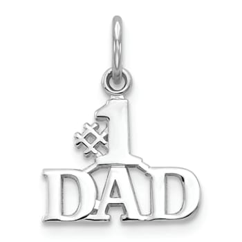 Rhodium Over 14K White Gold Number 1 DAD Charm