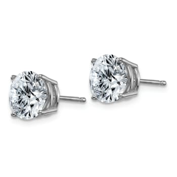 Rhodium Over 14K White Gold 3ct. 7.5mm Round G H I True Light Moissanite Earrings