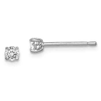 Sterling Silver Rhodium-plated 3mm Round CZ Stud Earrings
