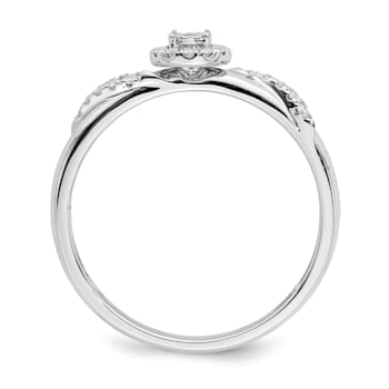 Rhodium Over 14K White Gold Diamond Trio Engagement Ring 0.12ctw