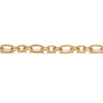Pave CZ Link Chain Bracelet In 14K Gold Over Brass