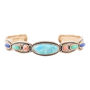 Barse Jewelry Multi-Gemstone Gold Tone Concho  Cuff Bracelet