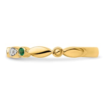 14K Yellow Gold Stackable Expressions Lab Created Emerald and Diamond
Ring 0.07ctw