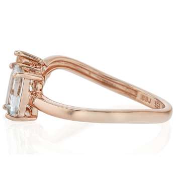 Aquamarine And Morganite Bypass Ring In 18K Rose Gold Over Sterling
Silver 1.25ctw