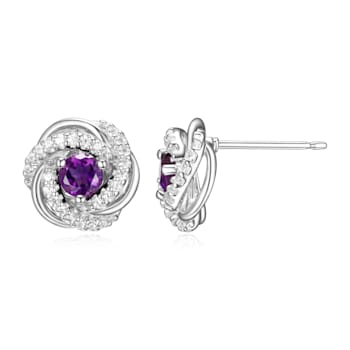 Purple Amethyst Rhodium Over Sterling Silver Earrings