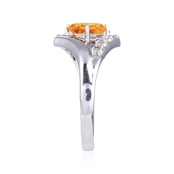 Square Citrine with White Topaz Accents Sterling Silver Ring, 0.93ctw