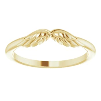 14K Yellow Gold Angel Wings Stackable Band Ring