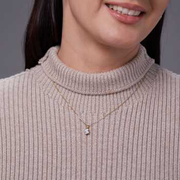 White Cubic Zirconia 14k Yellow Gold Pendant With Chain 1.00ctw