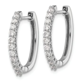 Rhodium Over 14K White Gold Lab Grown Diamond SI1/SI2, G H I, Hinged
Hoop Earrings
