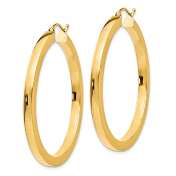 14k Yellow Gold 1 9/16" Polished Square Hoop Earrings
