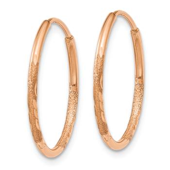 14k Rose Gold 11/16" Diamond-Cut and Brushed Endless Hoop Earrings