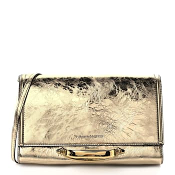 Alexander McQueen Small Story Gold Crash Calf Leather Shoulder Bag