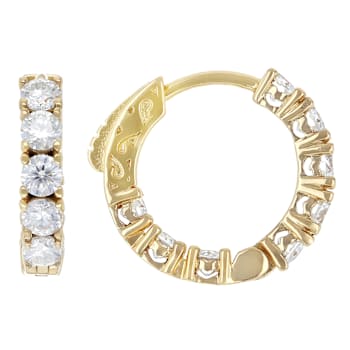 Classic Moissanite Inside-Out Hoop Earrings In 14K Gold Over Sterling Silver