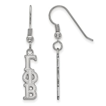 Rhodium Over Sterling Silver LogoArt Gamma Phi Beta Small Dangle Earrings