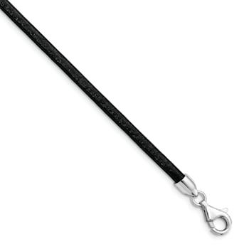 Black Leather 16 inch 3mm Necklace