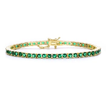 Emerald Color CZ Tennis Bracelet In 14K Gold Over Brass 5.5ctw