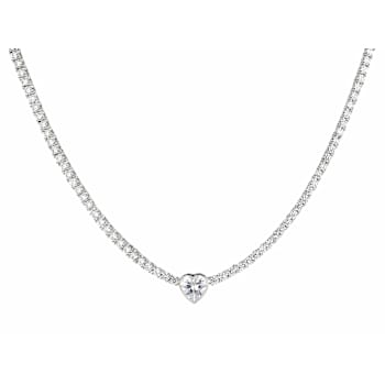 CZ Heart Tennis Necklace In Sterling Silver 17.10ctw 16 Inch