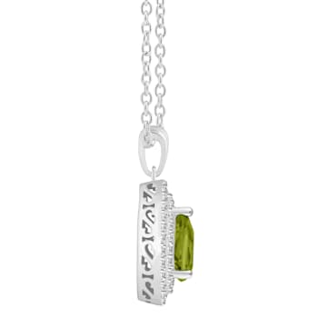 8x5mm Pear Shape Peridot And White Topaz Rhodium Over Sterling Silver
Double Halo Pendant w/Chain