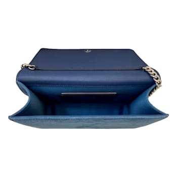 Jimmy Choo Kalina Parrot Blue Suede Chain Wallet