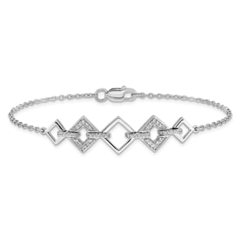 Rhodium Over 14k White Gold Diamond Squares Bracelet