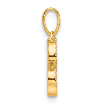 14k Yellow Gold Diamond Letter S Initial Pendant