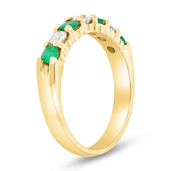 0.75ctw Emerald and Diamond Band Ring in 14k Yellow Gold