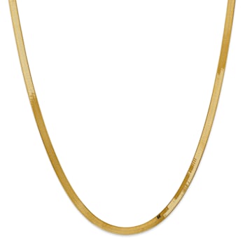 14K Yellow Gold 4mm Silky Herringbone Chain Necklace