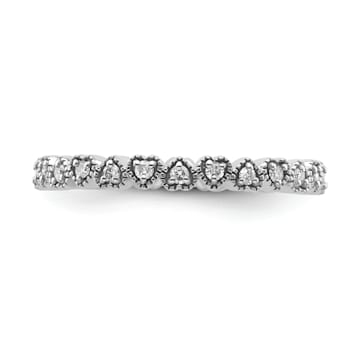 Sterling Silver Stackable Expressions Diamond Heart Ring 0.252ctw