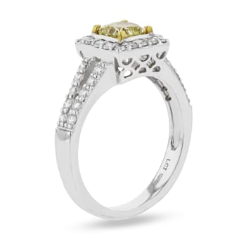 1.20ctw Fancy Yellow Diamond Engagement Ring in 18k Two Tone Gold