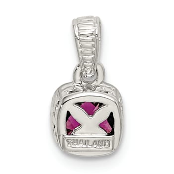Rhodium Over Sterling Silver with 14k Accent Rhodolite Garnet Pendant
