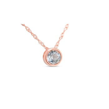 Round Aquamarine and Cubic Zirconia 18K Rose Gold Over Sterling Silver
Pendant with chain, 1.75ctw