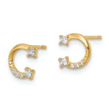 14k Yellow Gold Cubic Zirconia Horseshoe Stud Earrings