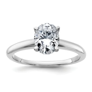 Rhodium Over 14K White Gold 1 1/2 ct. D E F Pure Light Oval Moissanite
Solitaire Ring