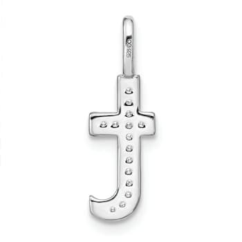 14K White Gold Diamond Lower Case Letter T Initial Pendant