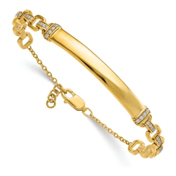14k Yellow Gold Diamond ID Bracelet